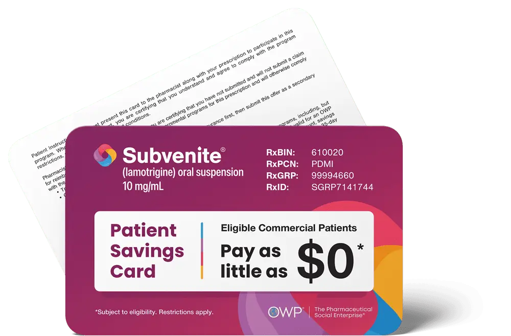 Subvenite® (lamotrigine) Oral Suspension copay card